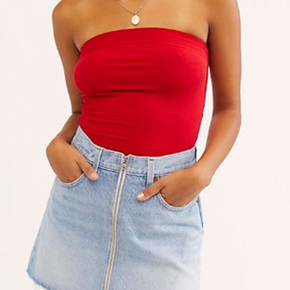 NWT Free People Show Me Solid Red Tube Top - Picture 5 of 6